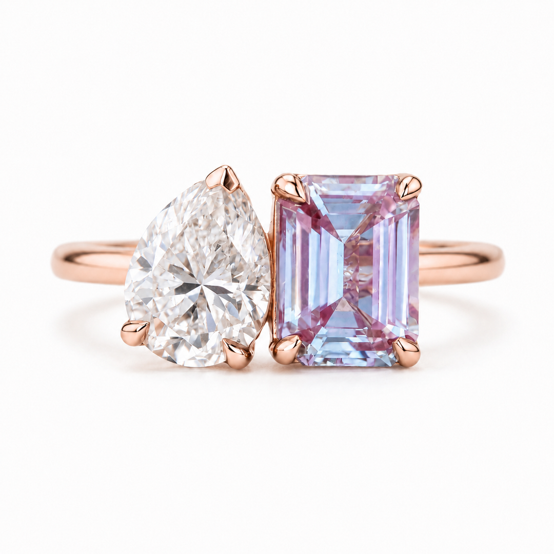 The Elysia — Alexandrite & Diamond Toi et Moi Ring