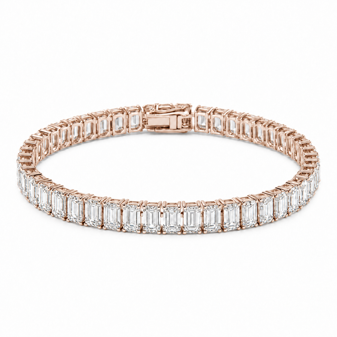 Emerald-Cut Lab Diamond Tennis Bracelet in 14K Rose Gold