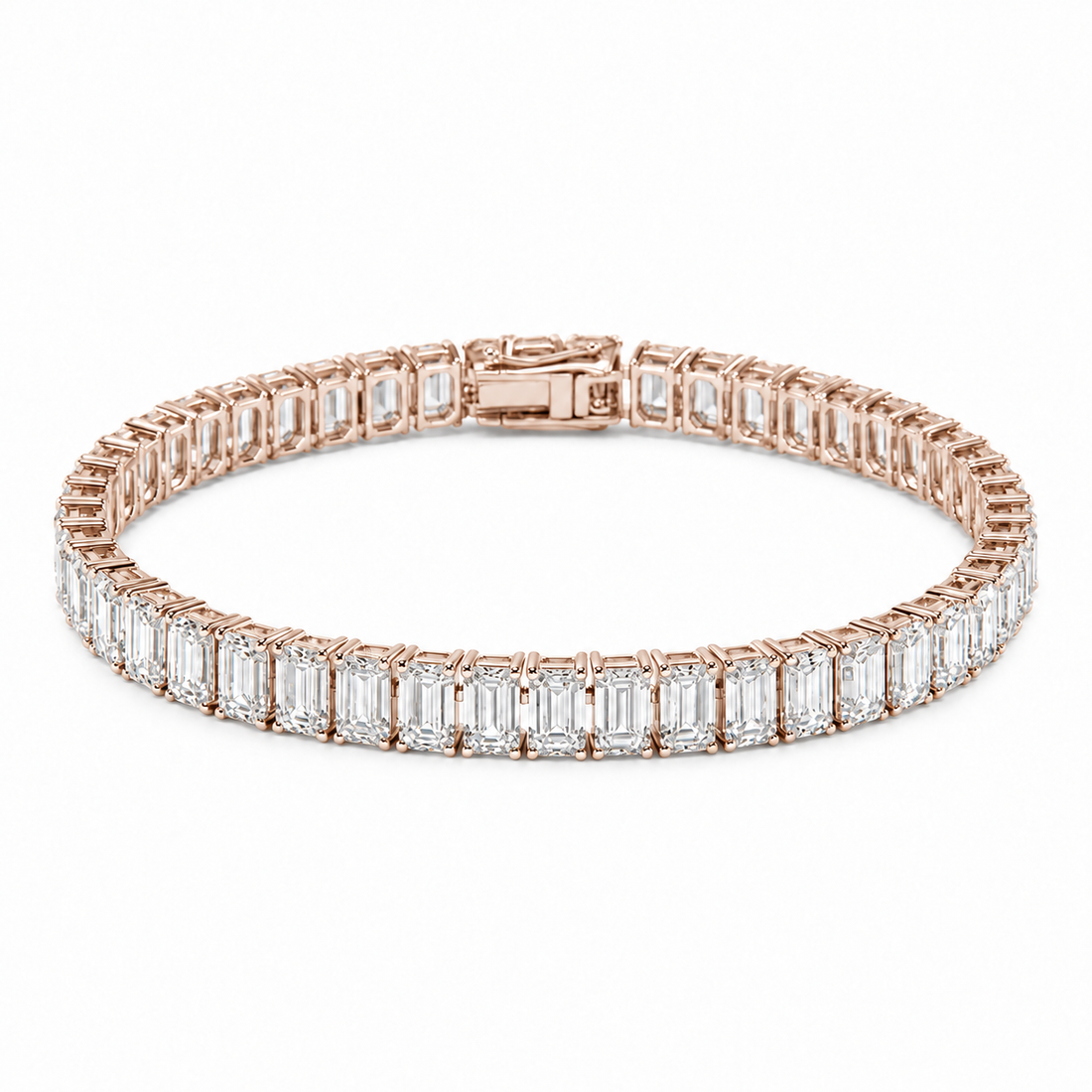 Emerald-Cut Lab Diamond Tennis Bracelet in 14K Rose Gold