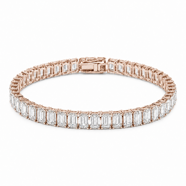 Emerald-Cut Lab Diamond Tennis Bracelet in 14K Rose Gold