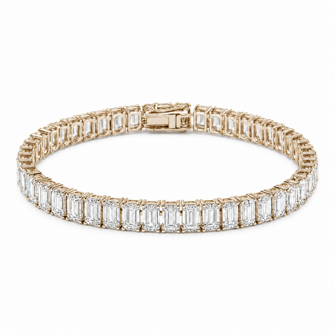 Emerald-Cut Lab Diamond Tennis Bracelet in 14K Yellow Gold