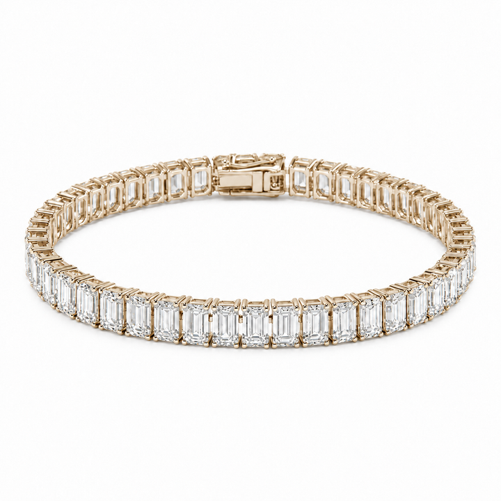 Emerald-Cut Lab Diamond Tennis Bracelet in 14K Yellow Gold