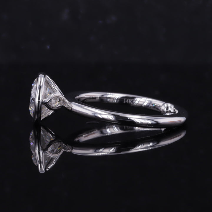 2.00ct Round Lab-Grown Diamond Ring in Lotus Bezel Setting in White Gold