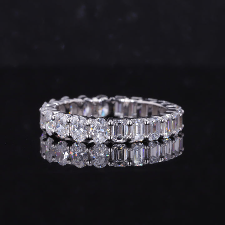 Half Oval & Half Emerald Lab-Grown Diamond Eternity Band Ring (3.36ctw) in White Gold