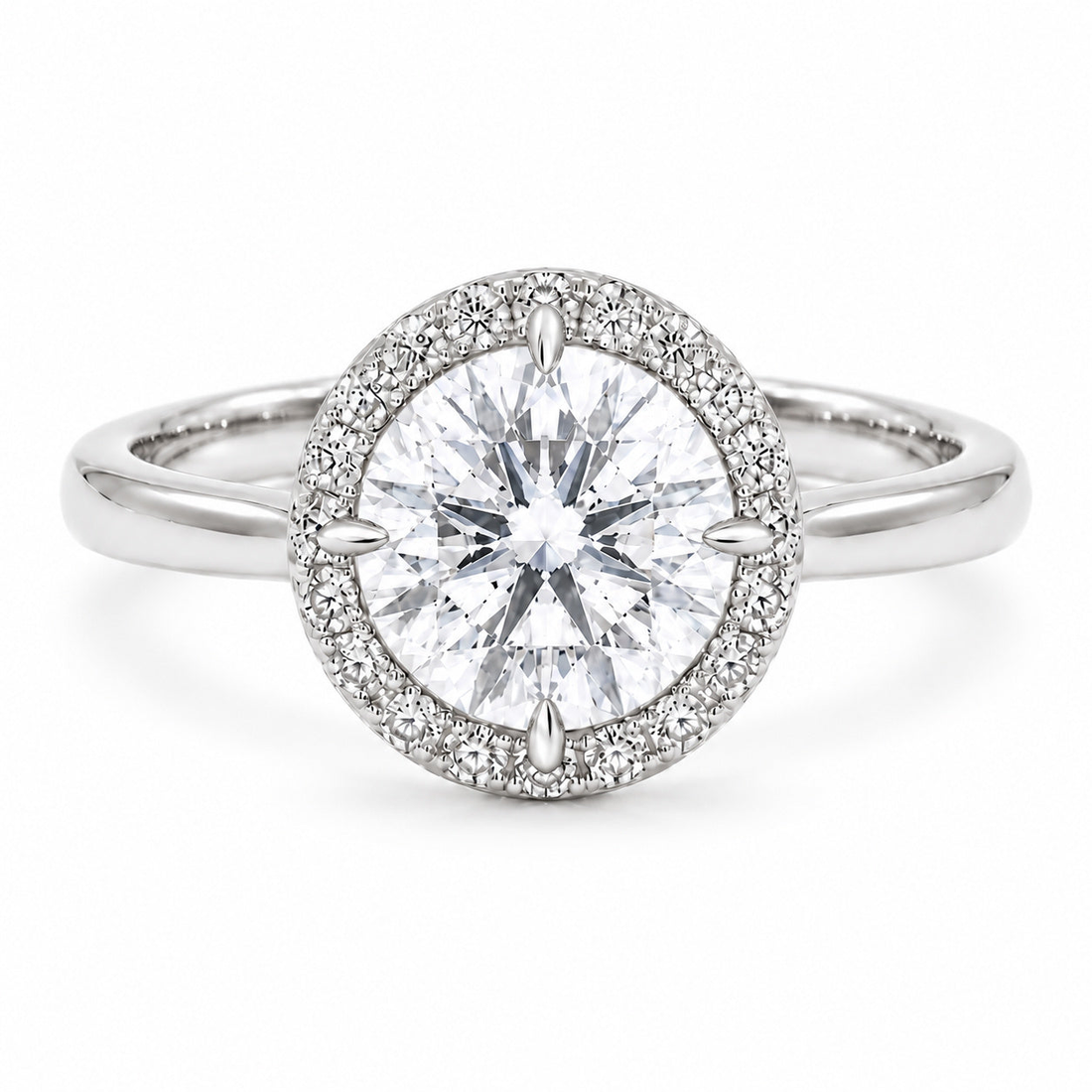 The Floating Halo round lab diamond engagement ring in platinum