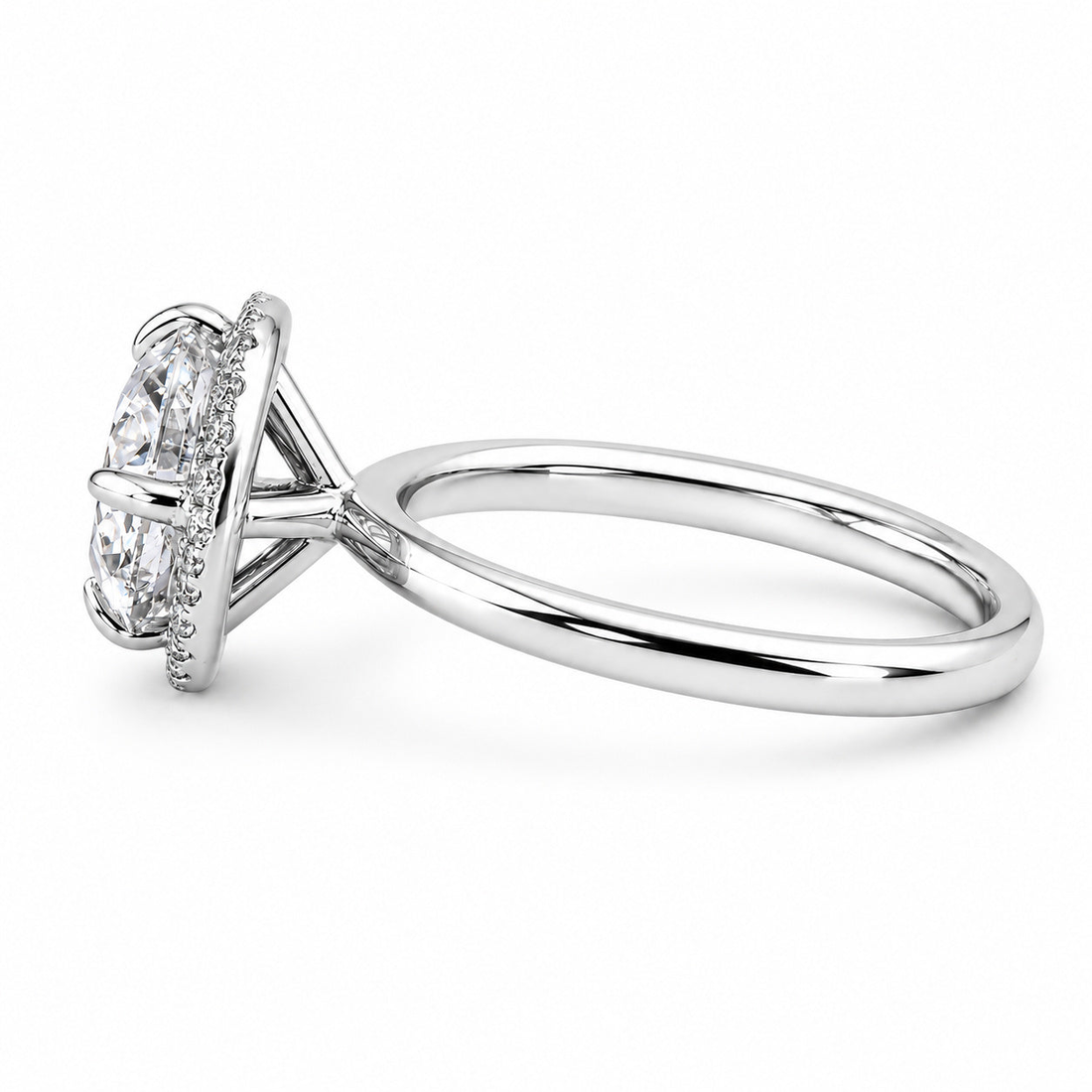 The Floating Halo round lab diamond engagement ring, view 4