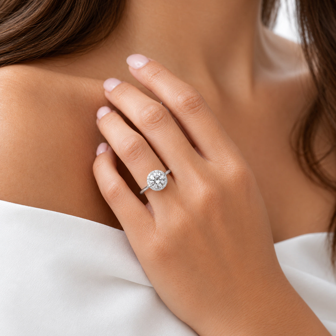 The Floating Halo round lab diamond engagement ring, view 3