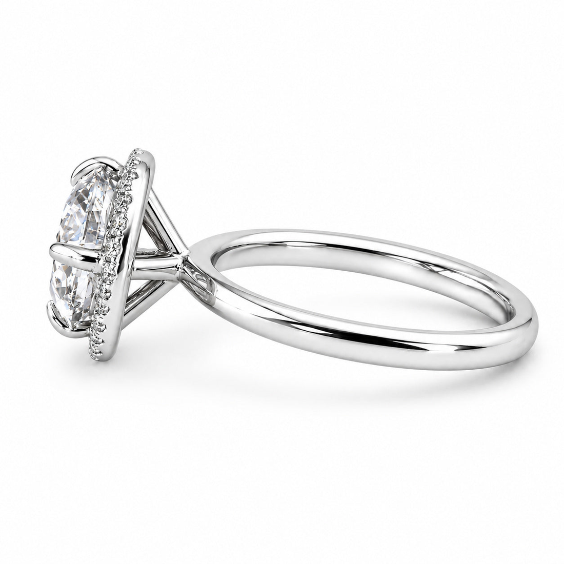 The Floating Halo round lab diamond engagement ring, view 18