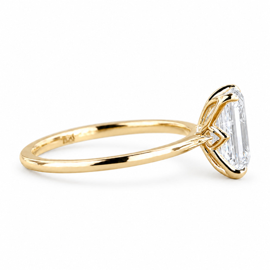 The Flora Four emerald-cut lab diamond solitaire ring, view 4