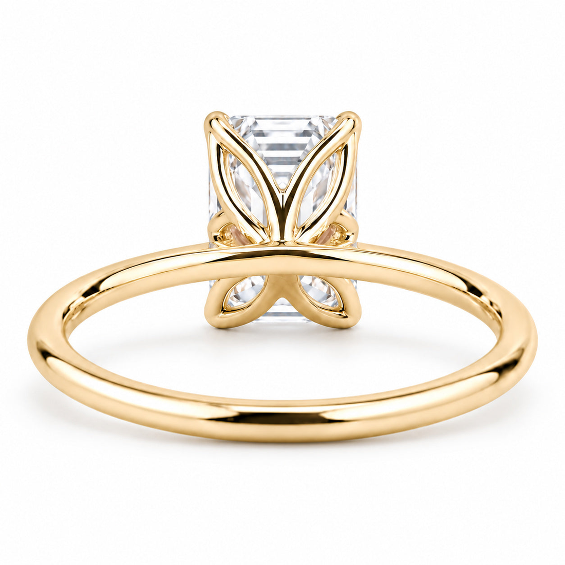 The Flora Four emerald-cut lab diamond solitaire ring, view 2