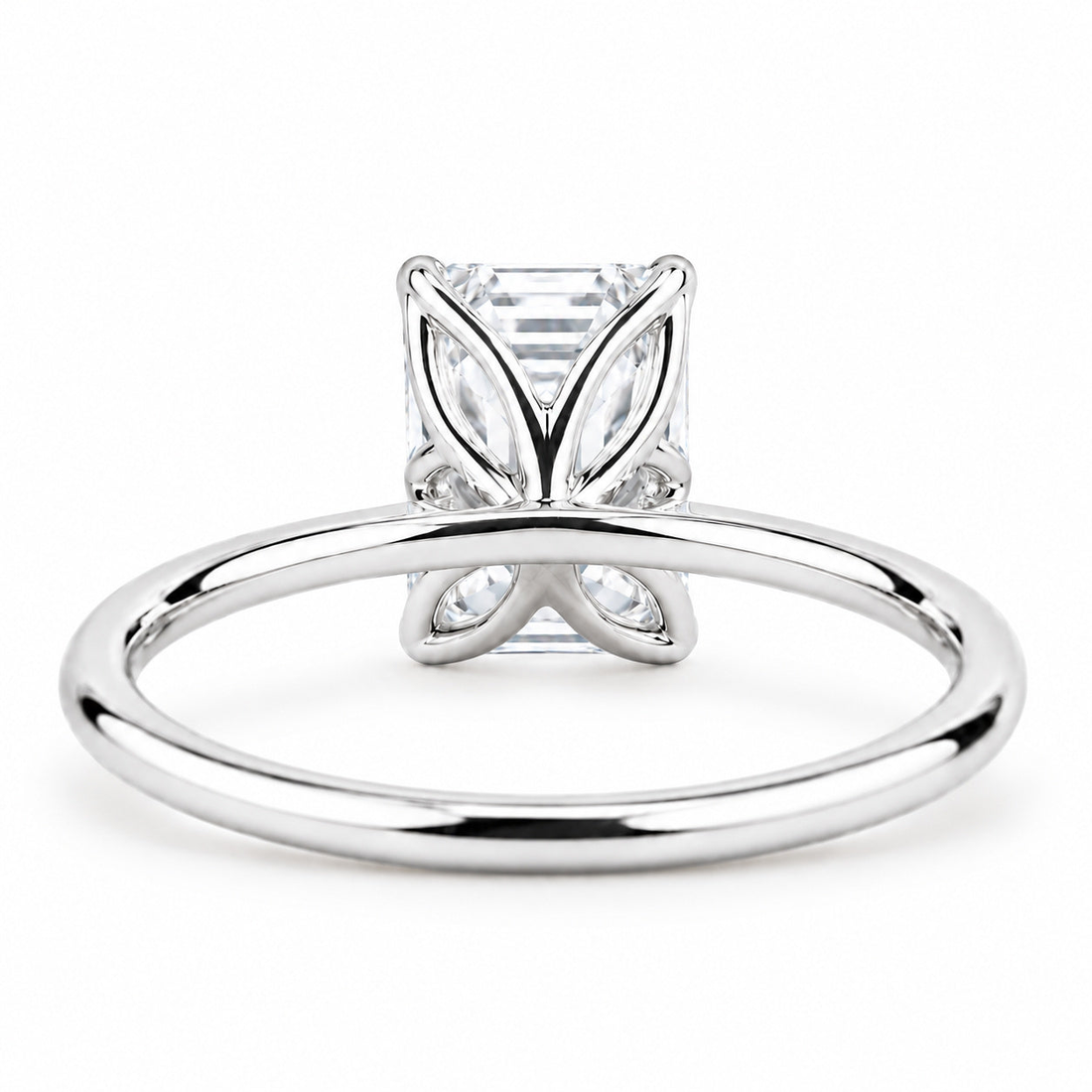The Flora Four emerald-cut lab diamond solitaire ring, view 7