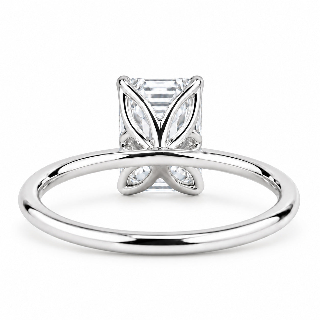 The Flora Four emerald-cut lab diamond solitaire ring, view 13
