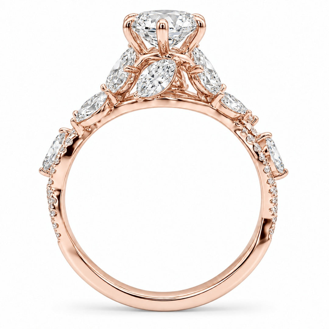 The Gardenia in 14K rose gold, bridge detail