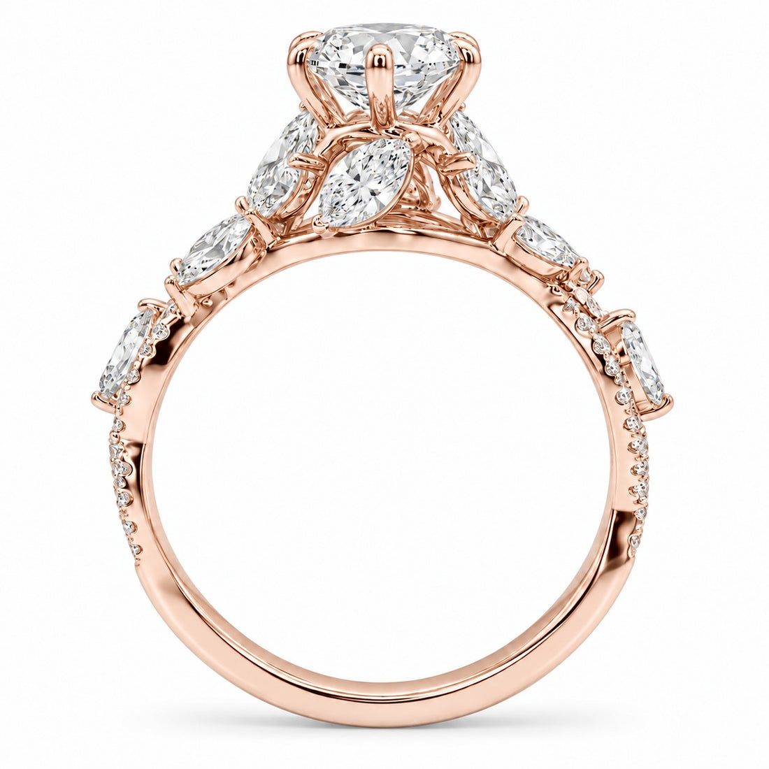 The Gardenia in 14K rose gold, bridge detail