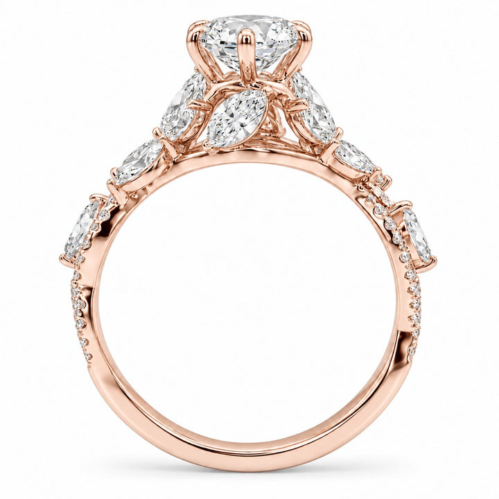 The Gardenia in 14K rose gold, bridge detail