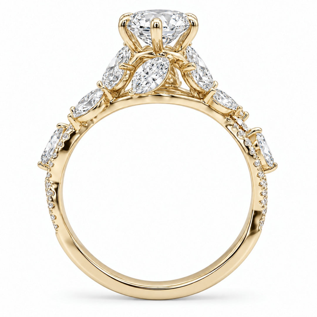 The Gardenia in 14K yellow gold, bridge detail