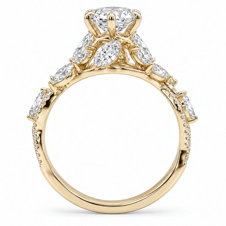 The Gardenia in 14K yellow gold, bridge detail