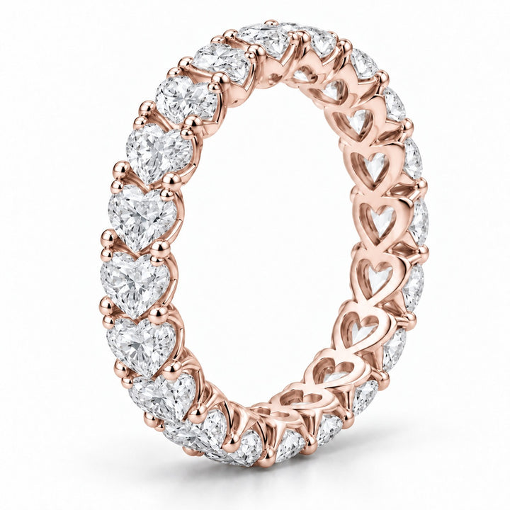 Heart lab-grown diamond eternity band, 3mm, 14K rose gold, side profile