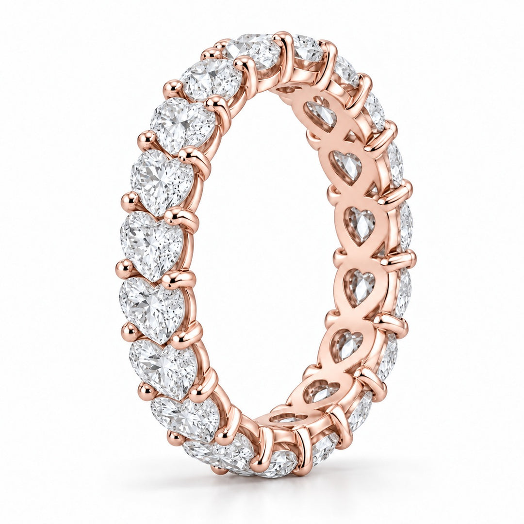 Heart lab-grown diamond eternity band, 4mm, 14K rose gold, side profile