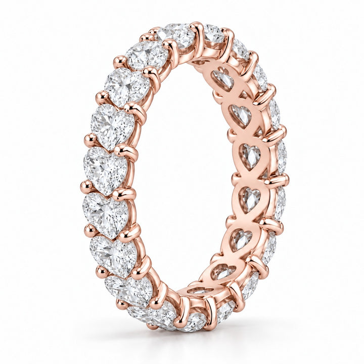 Heart lab-grown diamond eternity band, 4mm, 14K rose gold, side profile