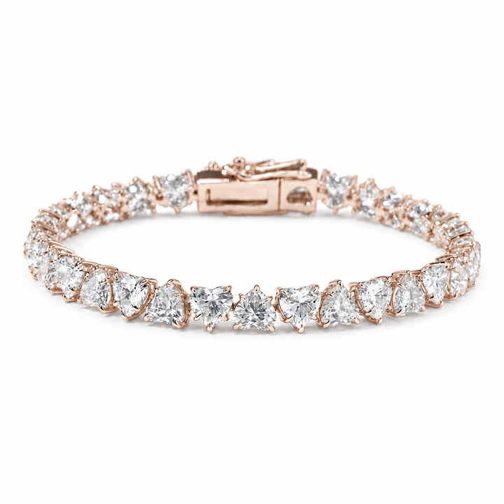 Heart Lab Diamond Tennis Bracelet in 14K Rose Gold