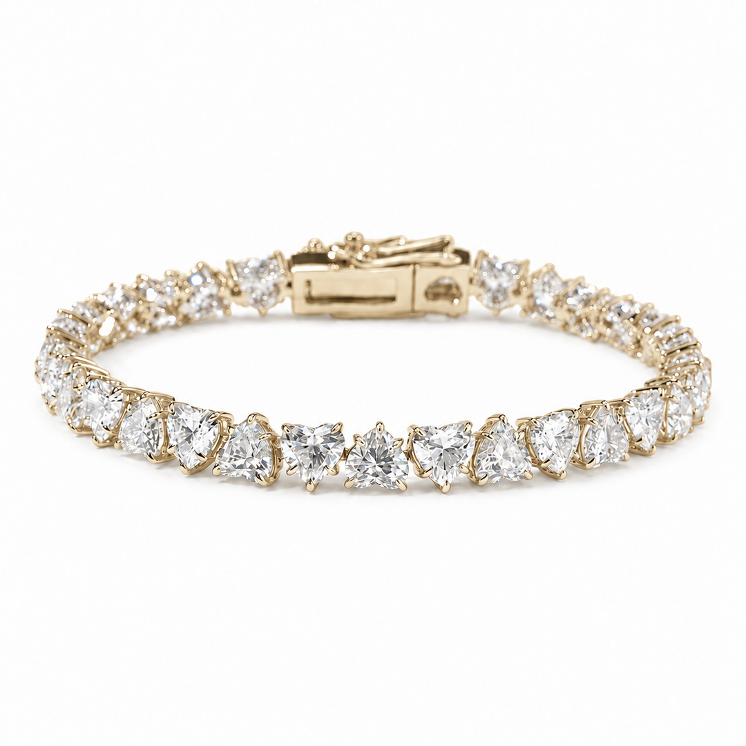 Heart Lab Diamond Tennis Bracelet in 14K Yellow Gold