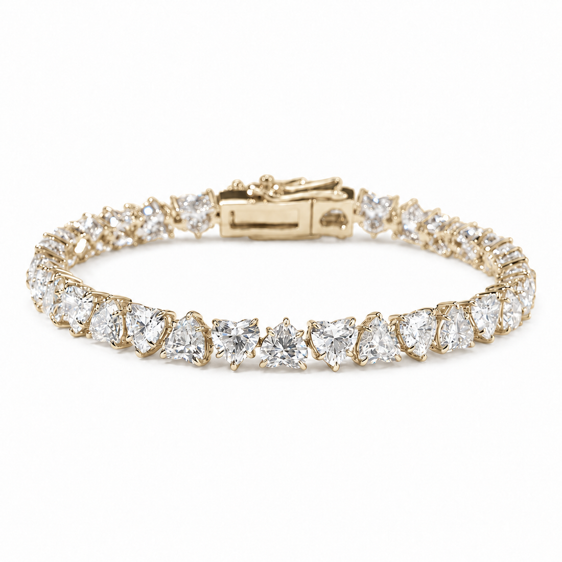 Heart Lab Diamond Tennis Bracelet in 14K Yellow Gold