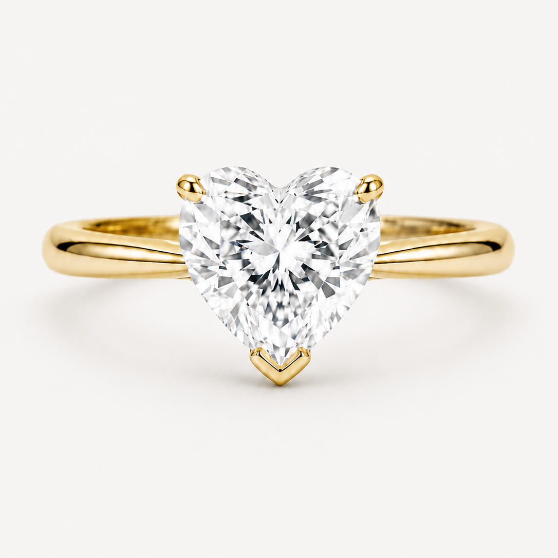 The Heart heart-cut lab diamond solitaire ring in 14K yellow gold