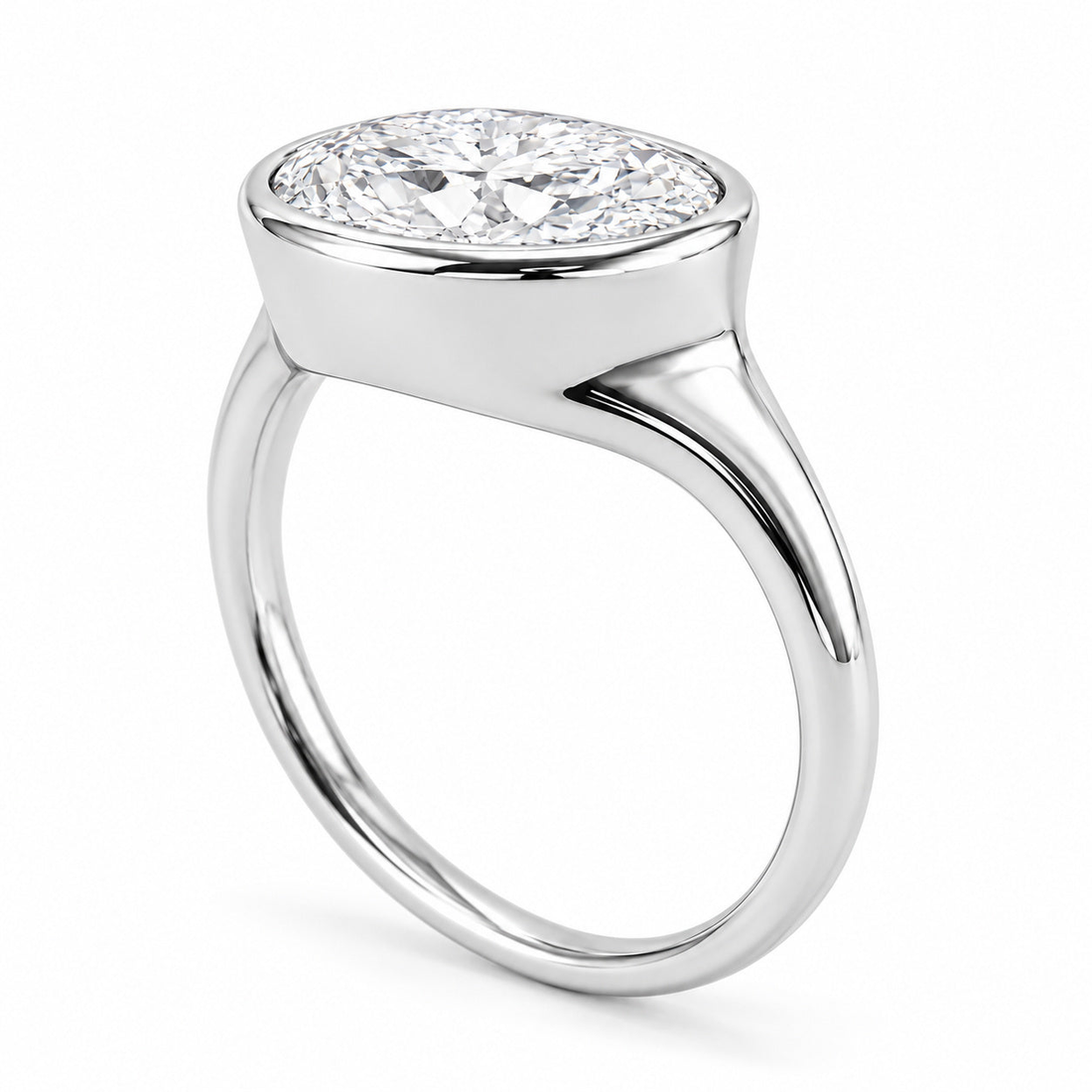 The Horizon east-west oval lab diamond bezel ring, view 2