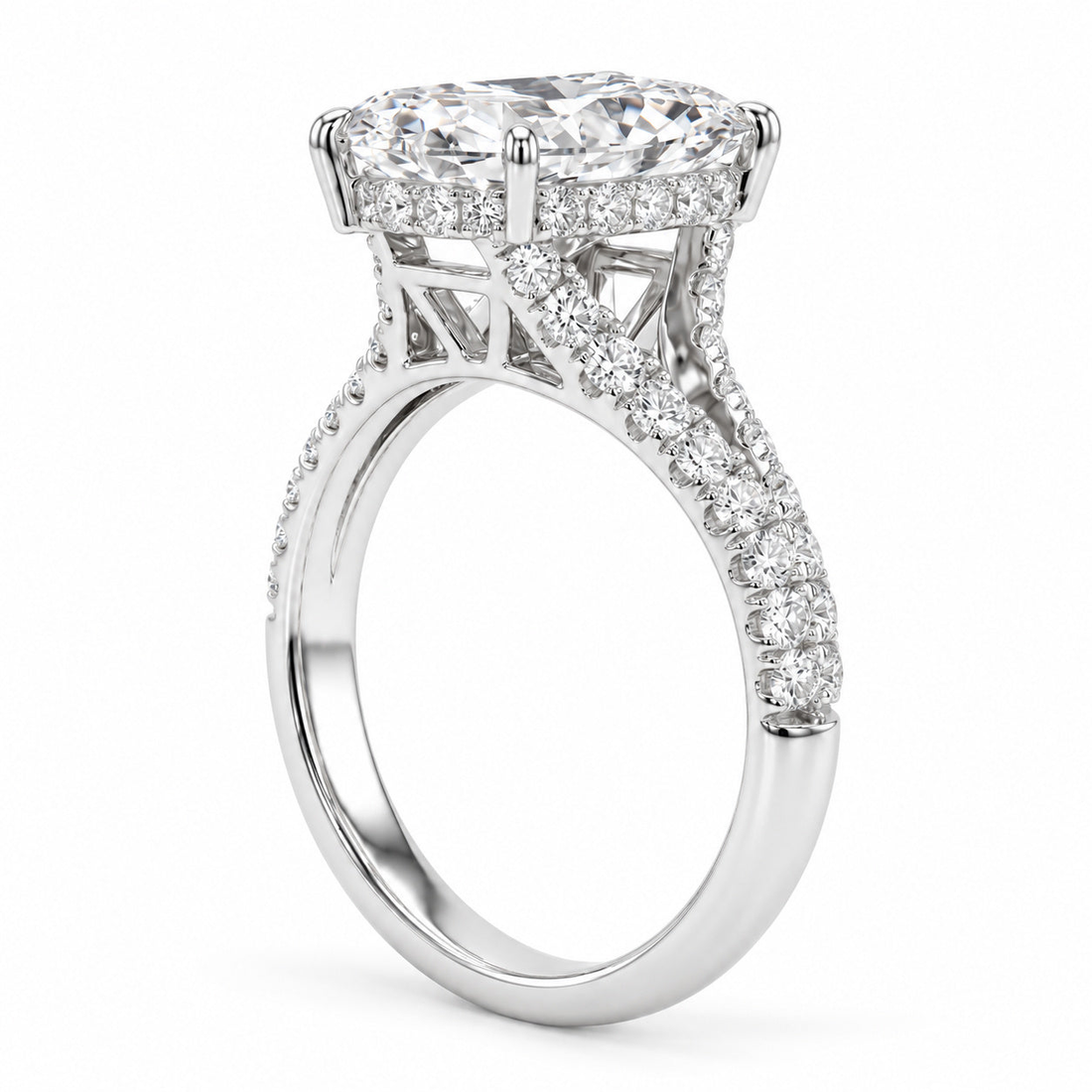 The Interlace marquise lab diamond split band engagement ring, view 2
