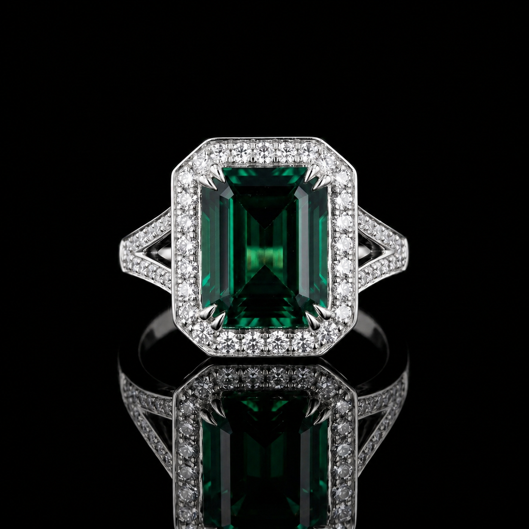The Interlace — Split Pavé Emerald Halo