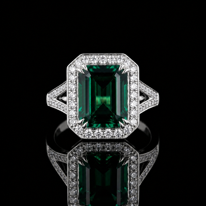 The Interlace — Split Pavé Emerald Halo