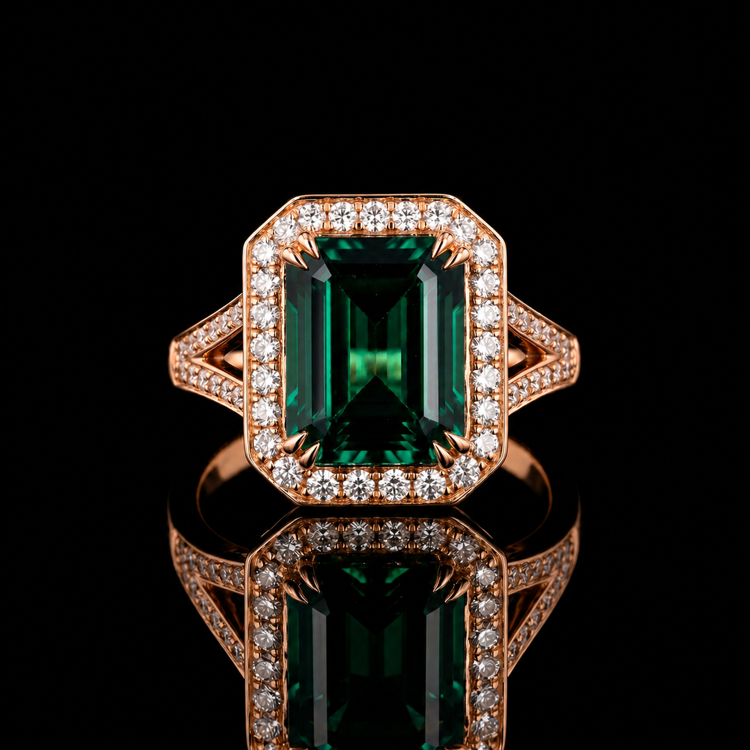 The Interlace — Split Pavé Emerald Halo