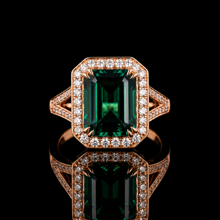 The Interlace — Split Pavé Emerald Halo
