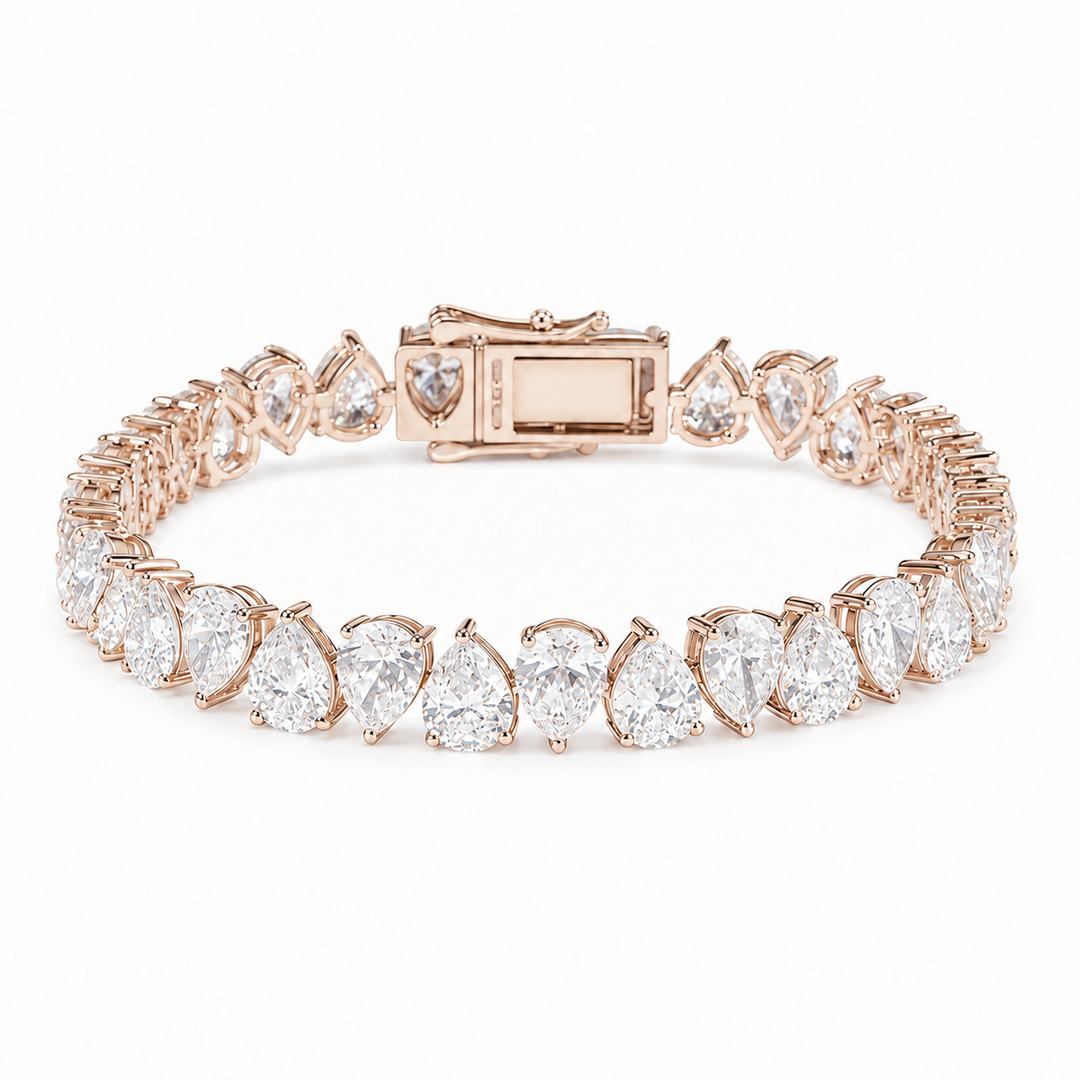 Interlocking Pear Lab Diamond Tennis Bracelet in 14K Rose Gold