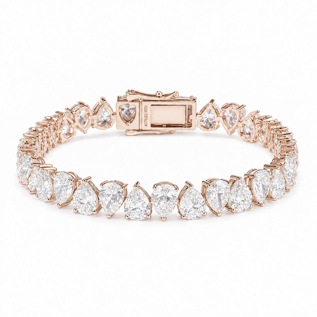 Interlocking Pear Lab Diamond Tennis Bracelet in 14K Rose Gold