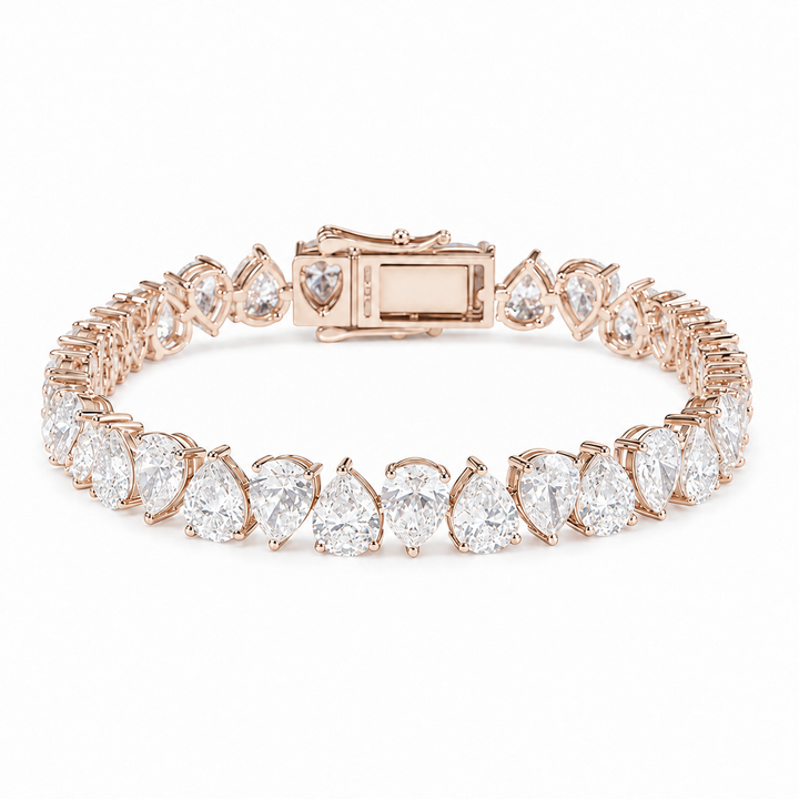 Interlocking Pear Lab Diamond Tennis Bracelet in 14K Rose Gold