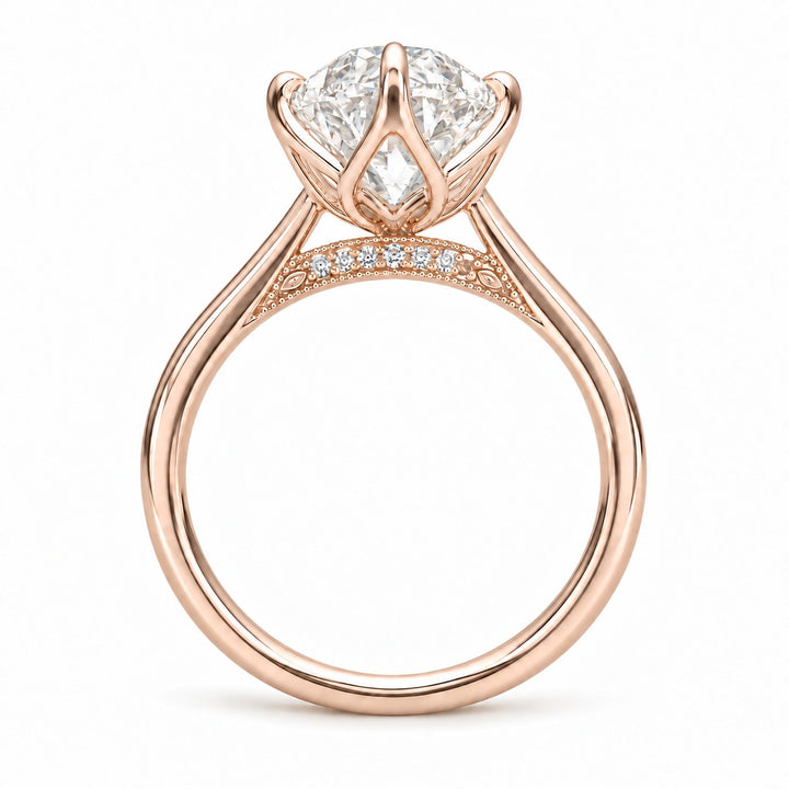 The Lotus Lace in 14K rose gold, head-on view