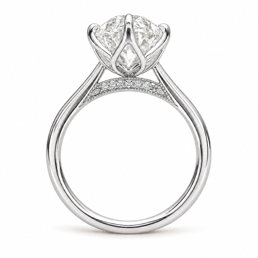 The Lotus Lace in 14K white gold, head-on view