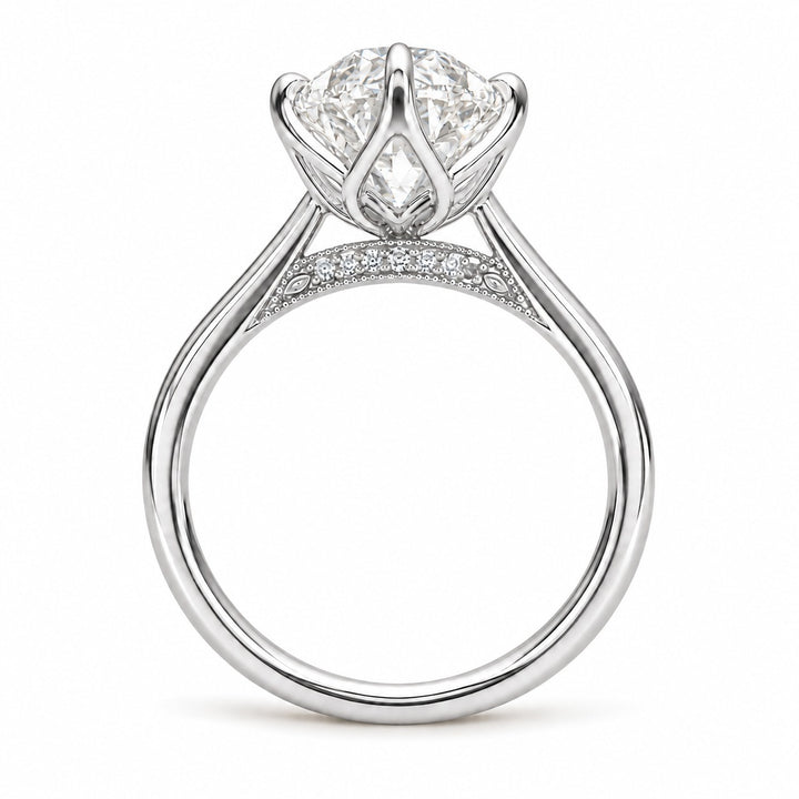 The Lotus Lace in 14K white gold, head-on view