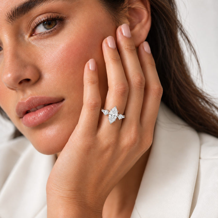 The Seraphine in white gold, wearing