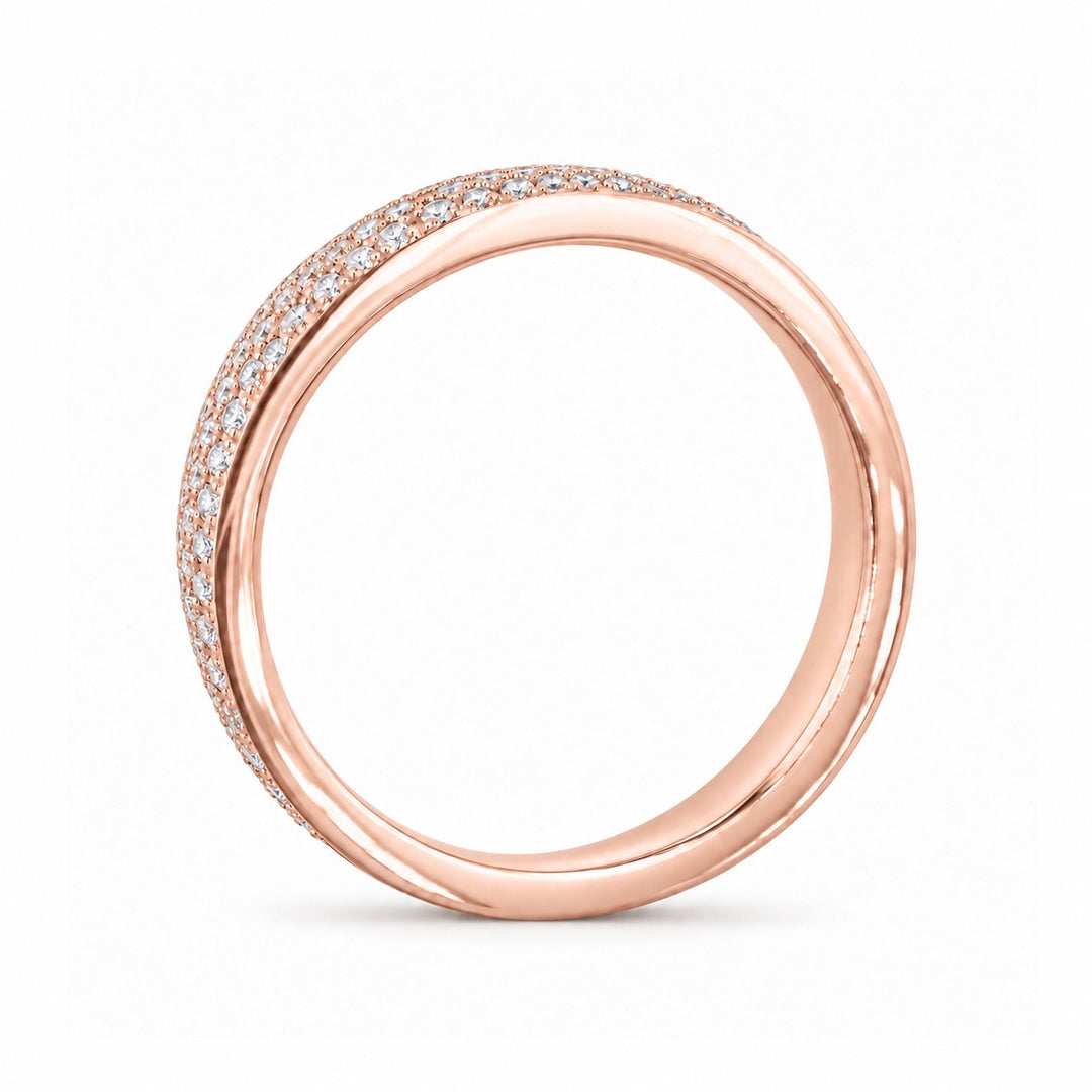 5mm Triple-Row Pavé Diamond Band in rose gold, profile view