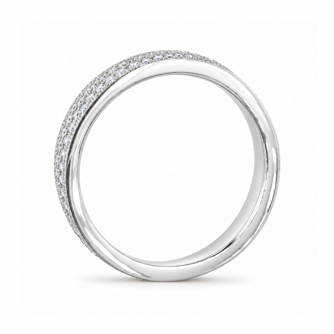 5mm Triple-Row Pavé Diamond Band in white gold, profile view
