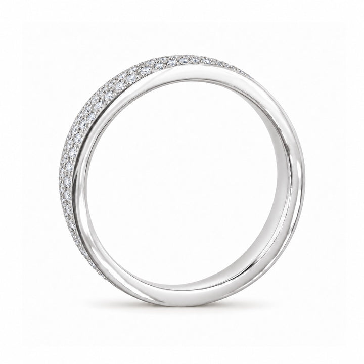 5mm Triple-Row Pavé Diamond Band in white gold, profile view