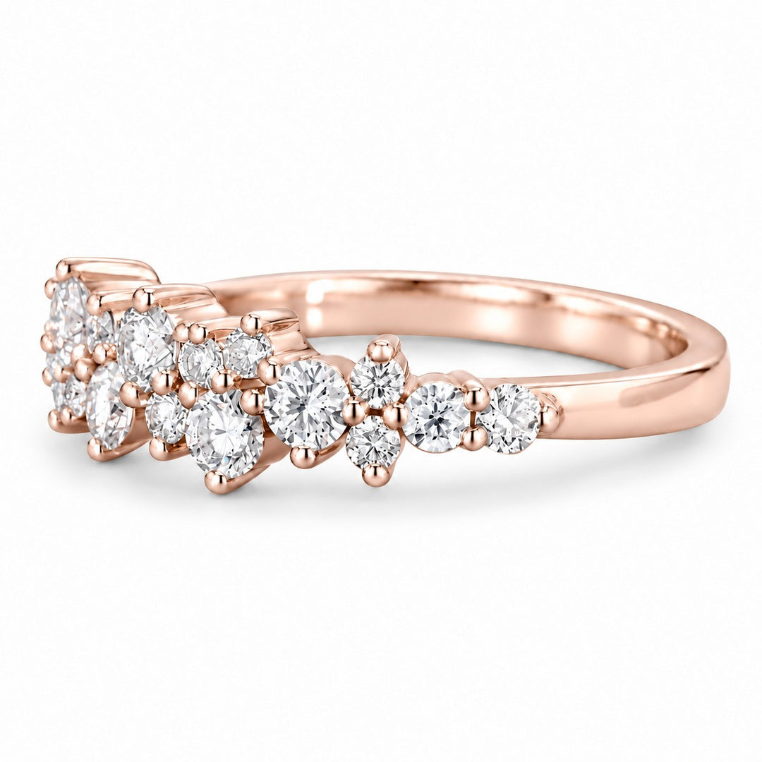 0.53ctw Diamond Cluster Wedding Band (4mm) in rose gold, profile view