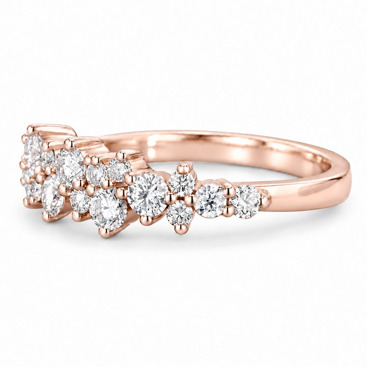 0.53ctw Diamond Cluster Wedding Band (4mm) in rose gold, profile view
