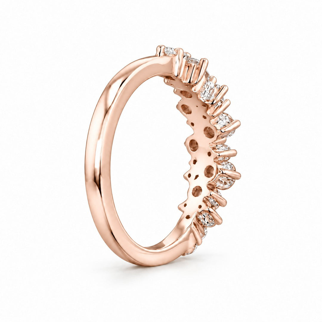 0.53ctw Diamond Cluster Wedding Band (4mm) in rose gold, angled view