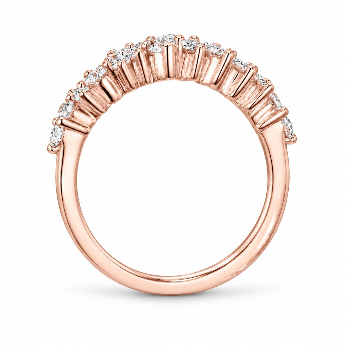 0.53ctw Diamond Cluster Wedding Band (4mm) in rose gold, standing view