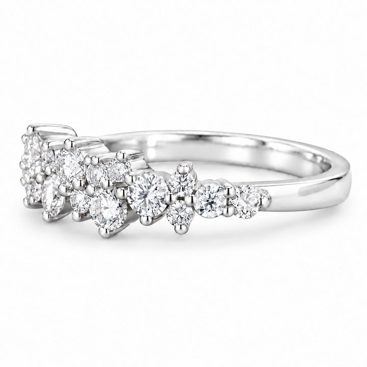 0.53ctw Diamond Cluster Wedding Band (4mm) in white gold, profile view
