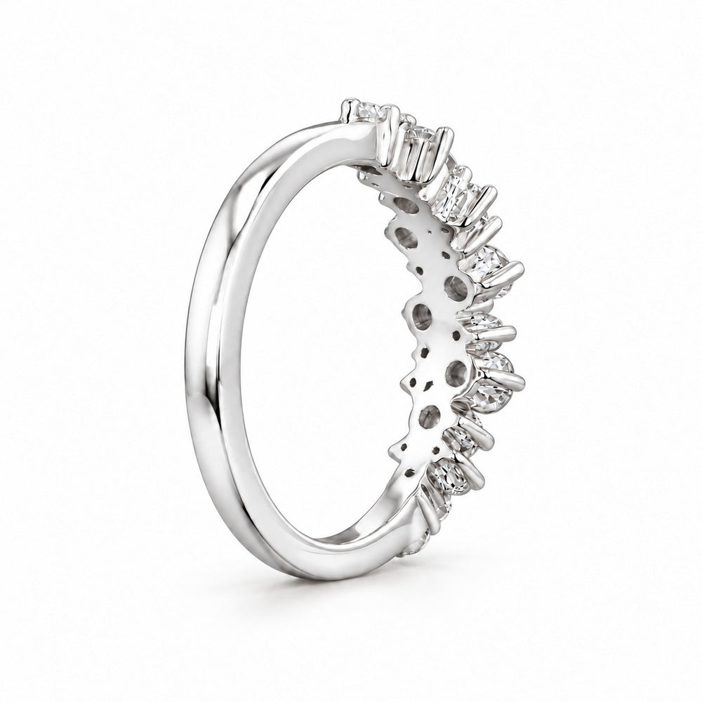 0.53ctw Diamond Cluster Wedding Band (4mm) in white gold, angled view